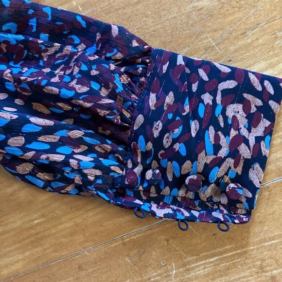 Express Metallic Printed Faux Wrap Ruffle Hi-Lo V-neck Maxi Dress S NO BELT - Picture 9 of 9